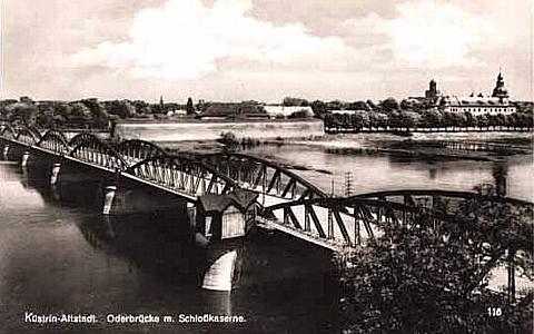 Neumark -- Alte Oderbr&uuml;cke bei K&uuml;strin vor 1945