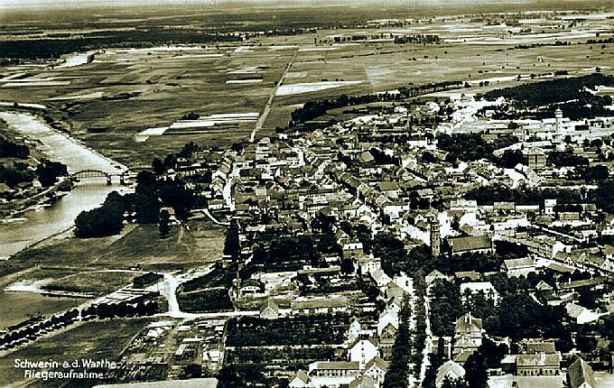 Schwerin/Warthe -- Luftaufnahme von um 1930