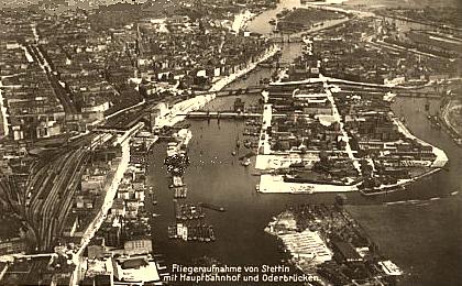 Stettin/Pm -- Hauptbahnhof mit Oderbr&uuml;cken