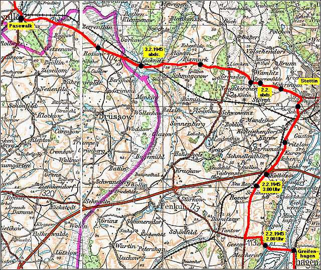 Fluchtweg Teil 4 des Woldenberger Birkenhof-Trecks (Richtung Anklam)