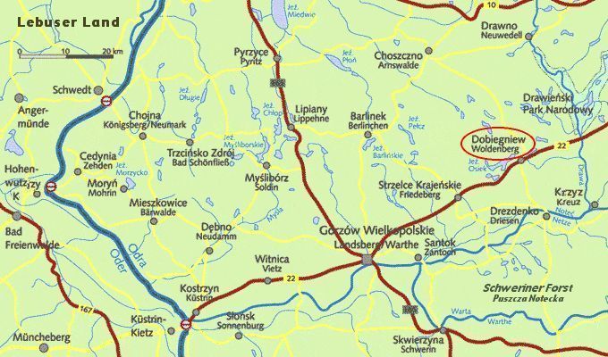 Die weitere Umgebung von Woldenberg/Dobiegniew